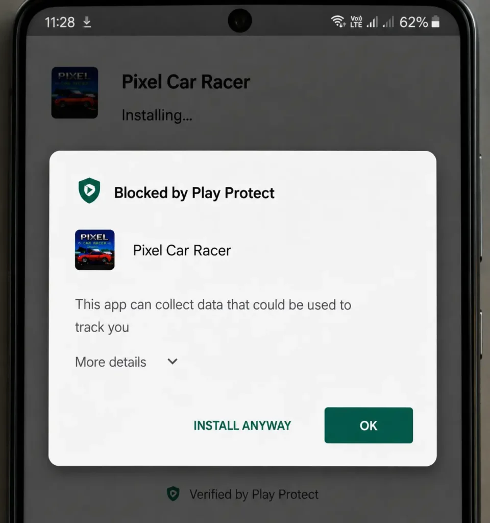 Pixel Car Racer Mod APK Blocked by Play Protect Error