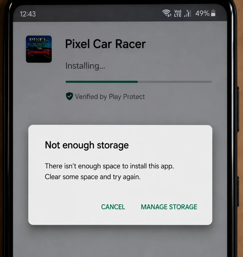 Pixel Car Racer Mod APK Not Enough Storage