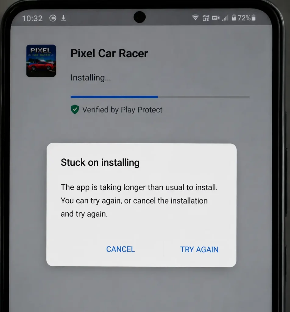 Pixel Car Racer Mod APK Stuck on Installing Error